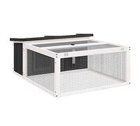 vidaXL Clapier à lapin gris 117,5 x 97 x 47,5 cm en bois de pin massif – extérieur