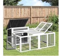 vidaXL Clapier pour lapin extérieur Gris 144×123×67,5 cm Bois de pin massif