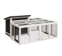 Clapier gris 144x123x67,5 cm bois de pin massif, clapier à lapin extérieur, maison de lapin, enclos à lapin, cage à lapin, lapinière