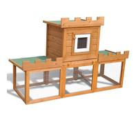 vidaXL Clapier large d'extérieur avec 1 seule maison Brun G