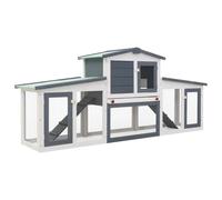 Clapier extérieur pour lapins - vidaXL - Gris et blanc - 204x45x85 cm - Bois de sapin solide