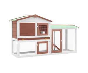 vidaXL Clapier Large d'extérieur Marron et Blanc 145x45x84 cm Bois