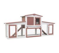 Vidaxl Clapier Large D'extérieur Marron Et Blanc 201x45x85 Cm Bois