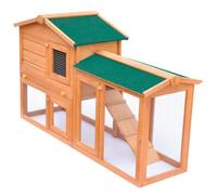 Bois Clapier Large d'Extérieur Marron et Blanc Enclos Cage Animaux vidaXL