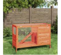 vidaXL Clapier Maison de lapin Bois de pin massif Marron 103x44x69,5 cm