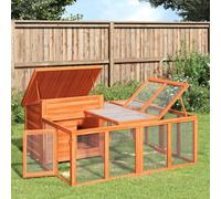 vidaXL Clapier 172280 marron en bois de pin massif 144x123x67,5 cm