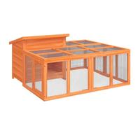 Vidaxl Clapier Marron 144x123x67,5 Cm Bois De Pin Massif