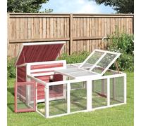 vidaXL Clapier Moka 144x123x67,5 cm Bois de pin Massif, clapier à Lapin extérieur, Maison de Lapin, enclos à Lapin, Cage à Lapin, lapinière