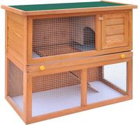 vidaXL Clapier pour petits animaux Clapier pour lapins 1 porte Bois