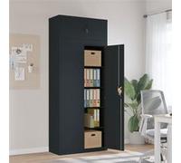vidaXL Classeur anthracite 90x40x220 cm acier, armoire à dossiers, armoire de rangement, armoire de bureau, armoire de classement, unité de rangement Gris G