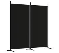 vidaXL Cloison de Séparation 2 Panneaux Séparateur de Pièce Pliable Diviseur Écran d'Intimité Paravent Décoration Salon Noir 175x180 cm Tissu