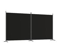 vidaXL Cloison de Séparation 2 Panneaux Séparateur de Pièce Pliable Diviseur Écran d'Intimité Paravent Décoration Salon Noir 348x180 cm Tissu