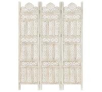 vidaXL Cloison de séparation 3 panneaux Blanc 120x165 cm Bois manguier Blanc