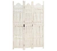 vidaXL Cloison de séparation 3 panneaux Blanc 120x165 cm Bois manguier