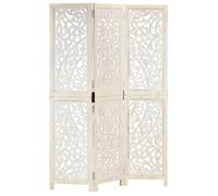vidaXL Cloison de séparation 3 panneaux Blanc 120x165 cm Bois manguier Blanc