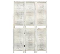 vidaXL Cloison de séparation 3 panneaux Blanc antique 105x165 cm Bois