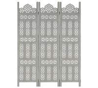 vidaXL Cloison de séparation 3 panneaux Gris 120x165 cm Bois manguier