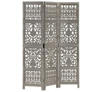 vidaXL Cloison de séparation 3 panneaux Gris 120x165 cm Bois manguier Marron