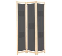 Cloison de séparation 3 panneaux Gris 120x170x4 cm Tissu Gris