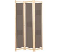 vidaXL Cloison de séparation 3 panneaux Marron 120x170x4 cm Tissu