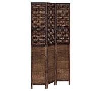 vidaXL Paravent 3 panneaux en bois de Paulownia massif, marron foncé