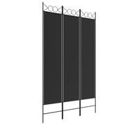 vidaXL Cloison de séparation 3 panneaux Noir 120x200 cm Tissu Noir