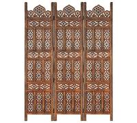 vidaXL Cloison de Séparation 3 Panneaux Séparateur de Pièce Diviseur Cloison de Pièce Paravent Chambre à Coucher Marron 120x165 cm Bois de Manguier