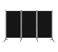 vidaXL Cloison de Séparation 3 Panneaux Séparateur de Pièce Diviseur Ecran d'Intimité Paravent Chambre à Coucher Maison Intérieur Noir 260x180 cm