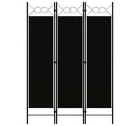 vidaXL Cloison de Séparation 3 Panneaux Séparateur de Pièce Diviseur Ecran d'Intimité Paravent Chambre à Coucher Maison Intérieur Noir 120x180 cm