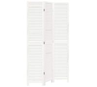 vidaXL Cloison de Séparation 3 Panneaux, Séparateur de Pièce, Écran d'Intimité, Paravent de Salon Chambre, Blanc Bois de Paulownia Massif
