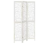 vidaXL Cloison de séparation 3 panneaux – Paravent/Écran d'intimité, Blanc bois de Paulownia massif