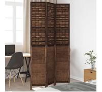 vidaXL Paravent 3 panneaux en bois de Paulownia massif, marron foncé