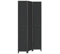 vidaXL Cloison de Séparation 3 Panneaux, Séparateur de Pièce, Écran d'Intimité, Paravent de Salon Chambre, Noir Bois de Paulownia Massif