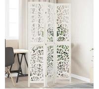 vidaXL Cloison de séparation 3 panneaux – Paravent/Écran d'intimité, Blanc bois de Paulownia massif