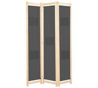 Cloison de séparation 3 panneaux Gris 120x170x4 cm Tissu Gris
