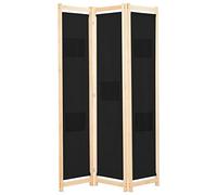 vidaXL Cloison de Séparation 3 Panneaux Séparateur de Pièce Paravent Pliable Brise-Vue Chambre à Coucher Maison Intérieur Noir Tissu