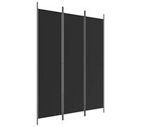 vidaXL Cloison de Séparation 3 Panneaux Séparateur de Pièce Pliable Diviseur Écran d'Intimité Paravent Décoration Salon Noir 150x200 cm Tissu