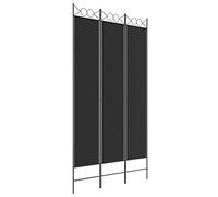 vidaXL Cloison de Séparation 3 Panneaux Séparateur de Pièce Pliable Diviseur Écran d'Intimité Paravent Décoration Salon Noir 120x220 cm Tissu