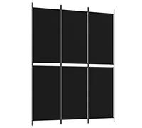 vidaXL Cloison de Séparation 3 Panneaux Séparateur de Pièce Pliable Diviseur Écran d'Intimité Paravent Décoration Salon Noir 150x200 cm Tissu