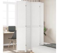 vidaXL Cloison de séparation 4 panneaux blanc bois de paulownia massif Blanc