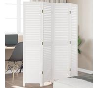 vidaXL Cloison de séparation 4 panneaux blanc bois de paulownia massif Blanc