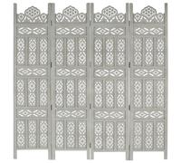 vidaXL Kamerscherm 4 panelen handgesneden 160x165 cm mangohout grijs285322 Gris G