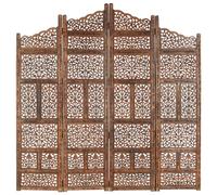 vidaXL Cloison de Séparation 4 Panneaux Séparateur de Pièce Diviseur Cloison de Pièce Paravent Chambre à Coucher Marron 160x165 cm Bois de Manguier