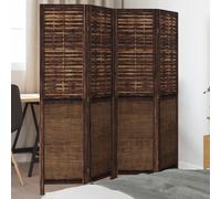 vidaXL Cloison de séparation 4 panneaux marron foncé paulownia massif