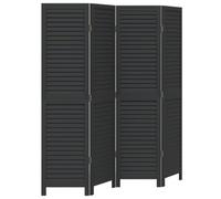 Kamerscherm met 4 panelen massief paulowniahout zwart358849