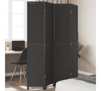 vidaXL Cloison de séparation 4 panneaux noir bois de paulownia massif Marron