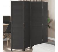 vidaXL Cloison de séparation 4 panneaux noir bois de paulownia massif Marron