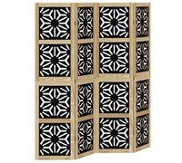 vidaXL Cloison de séparation 4 panneaux Paulownia massif marron noir