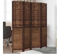 vidaXL Cloison de séparation 4 panneaux - Séparateur de pièce paulownia massif marron foncé