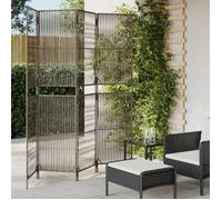 Kamerscherm 4 panelen poly rattan grijs365394